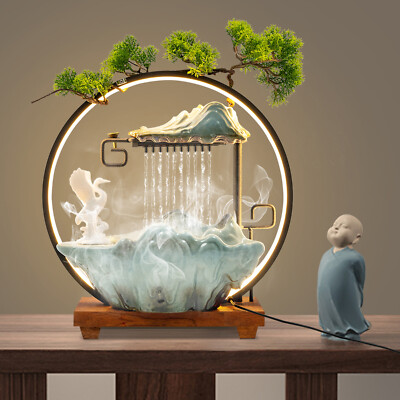 Tabletop Water Fountain Indoor Waterfall with LED Light Mist Desk Fountain 110V！