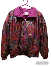 Vintage 80' 90' Lavon Cheerful Corp Full Zip Windbreaker Jacket Size L