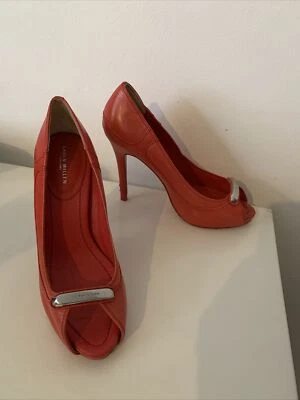 Chaussures Escarpins Rouge Corail En Cuir Karen Millen P38 - Photo 1/4