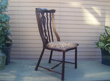 Antique Victorian Nursing Chair Small Wooden Upholstered Low Fireside High Back