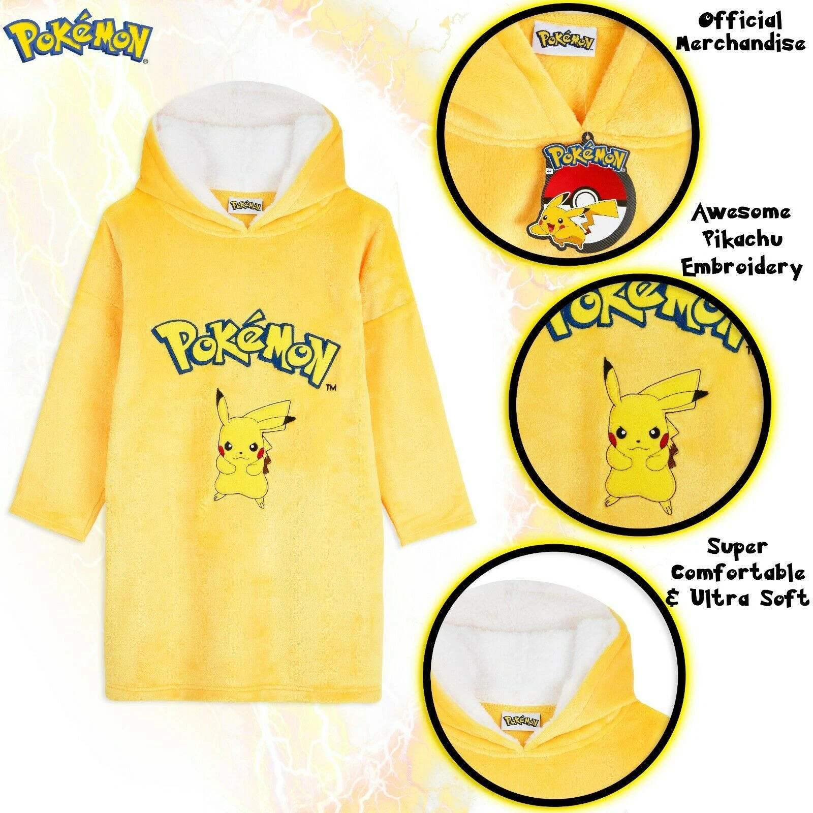 PKM Pika Oversized Blanket Hoodie for Boys Girls