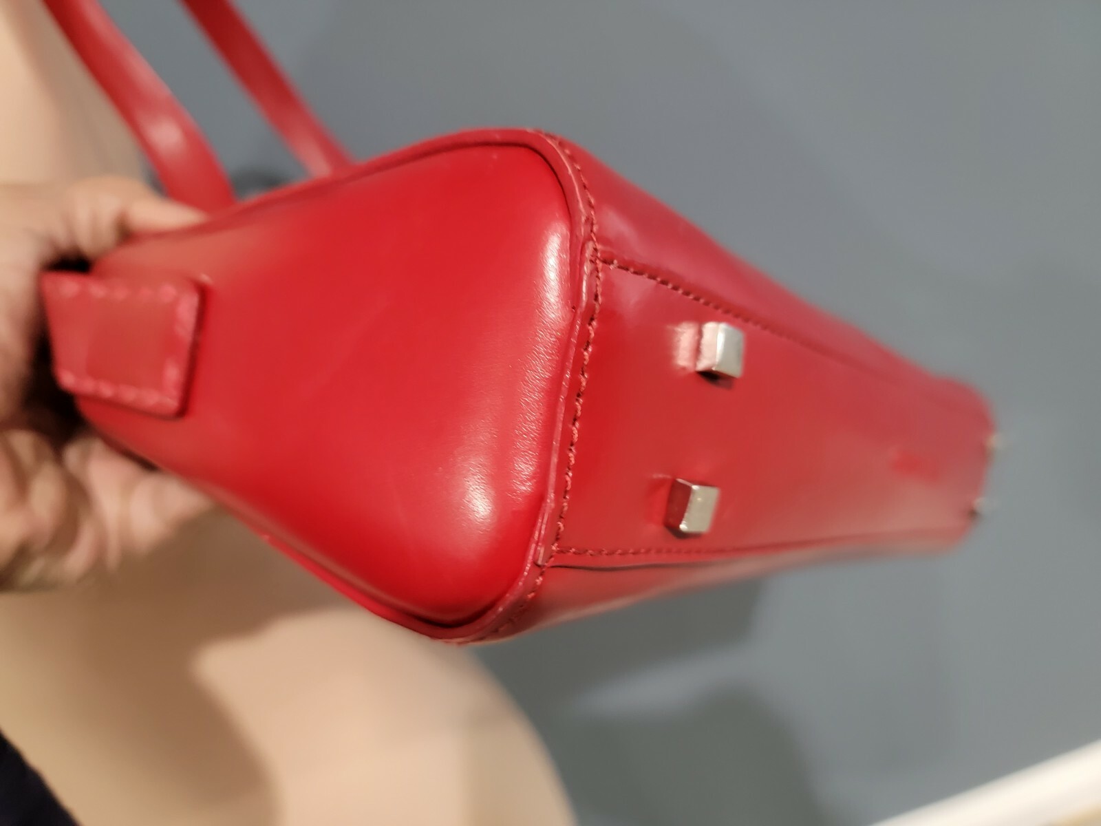 M.LONDON Red Leather Structured Rectangular Shoul… - image 8