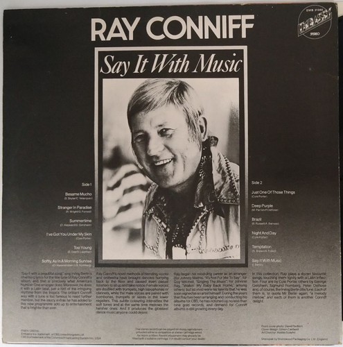 Ray Conniff Say It With Music 12" LP (1974) Embassy EMB 31040 - Picture 5 of 5