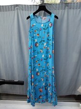Hush Blue Floral Rayon Maxi Dress UK 12 VGC