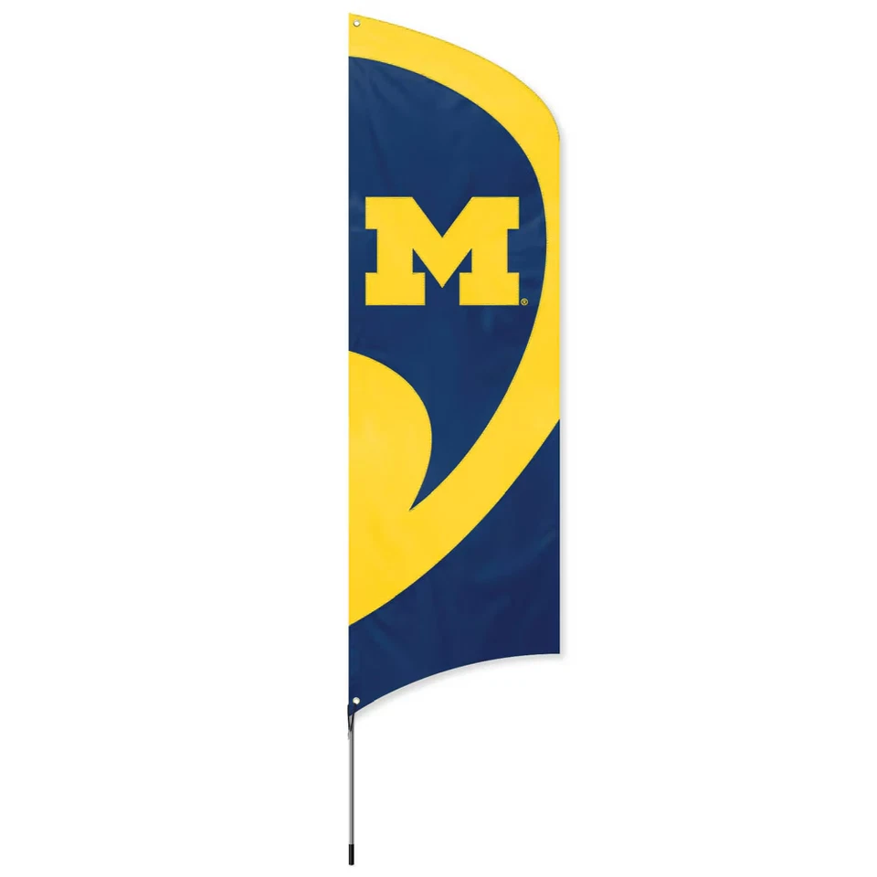 MICHIGAN WOLVERINES 8,5 PIES DE ALTURA BANDERA DEL EQUIPO 11,5' POSTE SIGN BANNER UNIVERSIDAD Foto 2 de 4