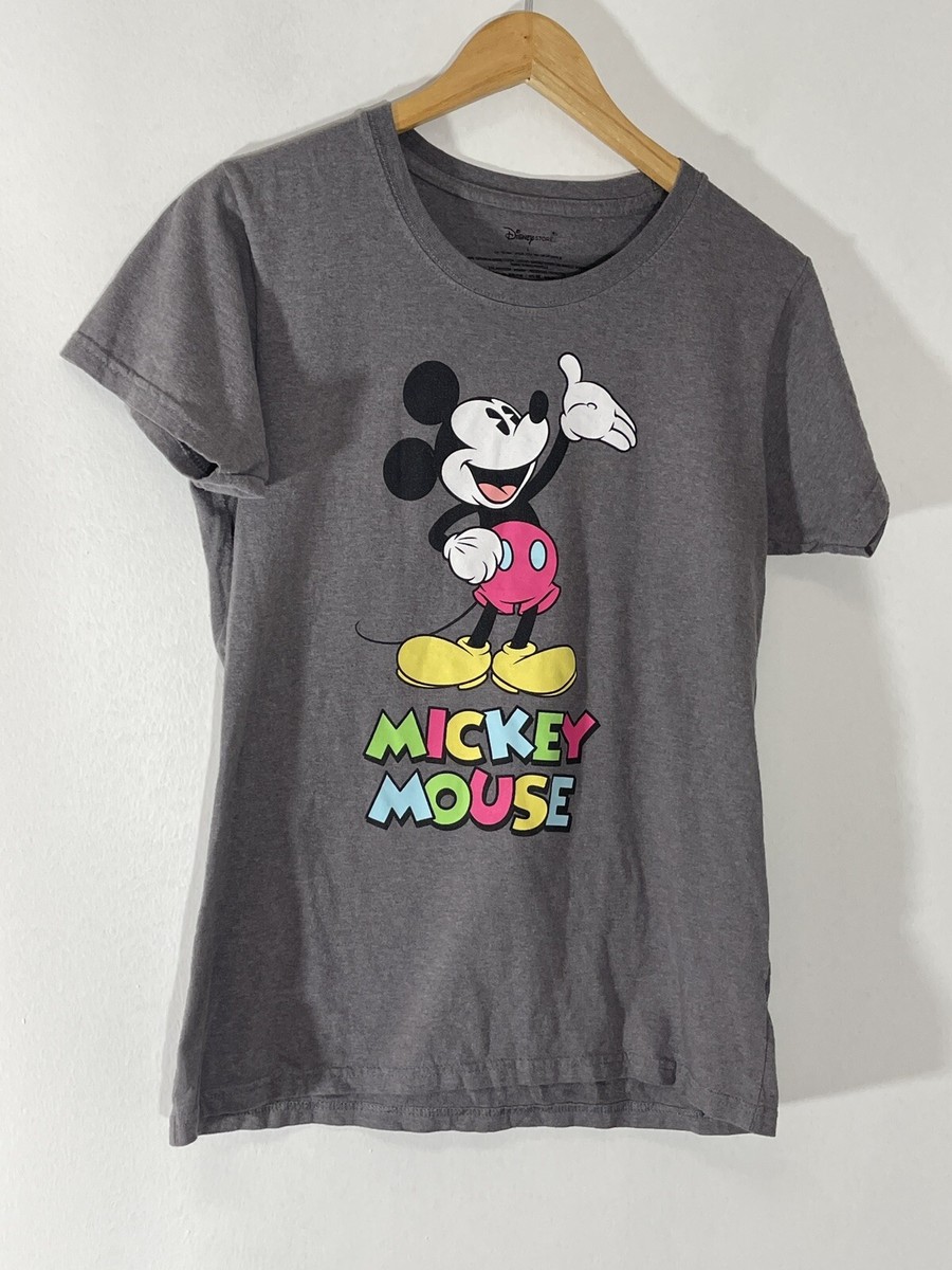Mickey Mouse Disney Women's Shirt Medium Tee Gray Short Sleeve