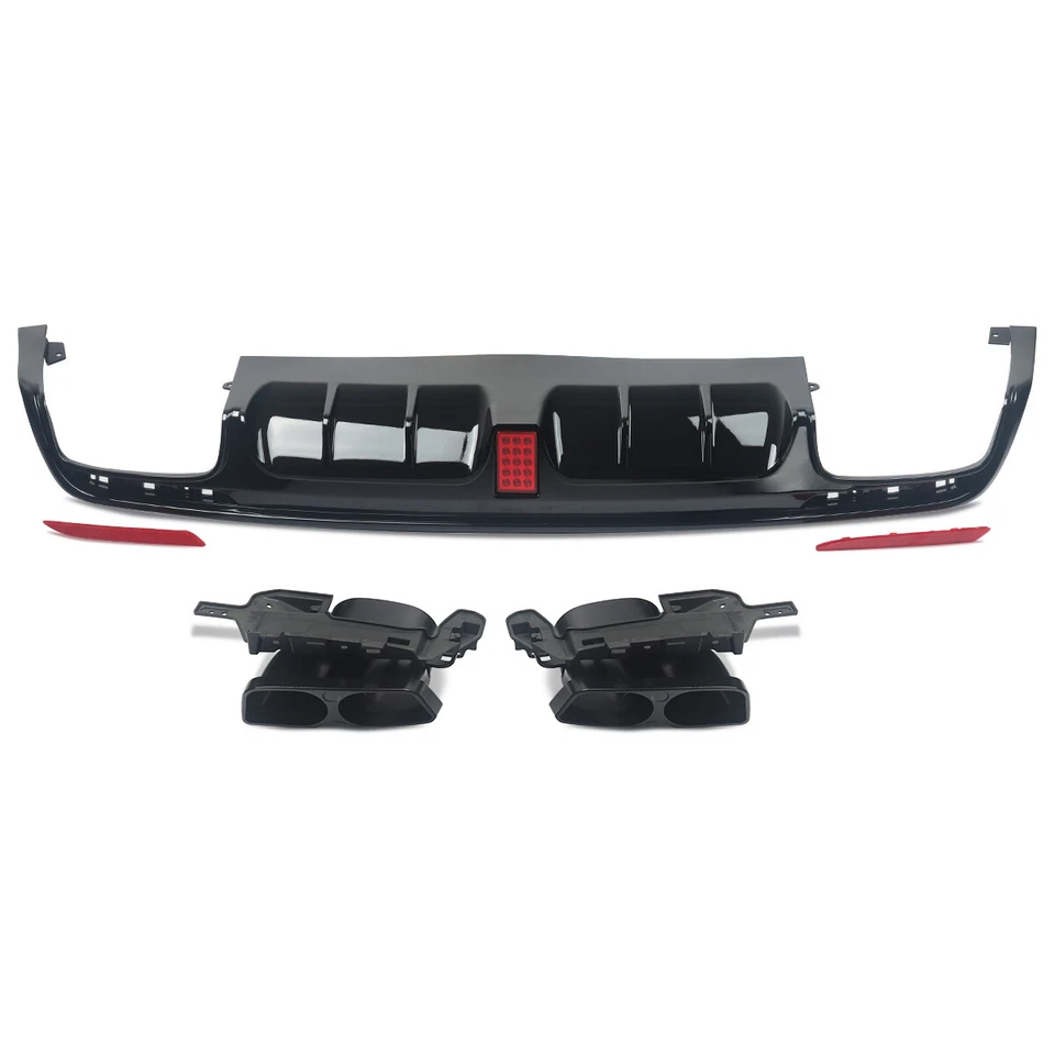 For 2013-17 Mercedes Benz W222 S550 S63 Rear Diffuser w/LED Light + Exhuast Foto 4 de 4