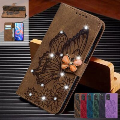 Butterfly Wallet Phone Case For Xiaomi Redmi Note 11 10 Pro 9T 11 Lite POCO X3