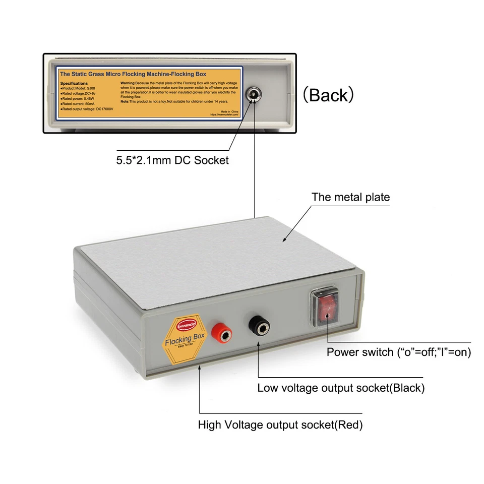 Caixa de flocagem Evemodel aplicador de flocagem de grama estática máquina ferramenta modelo GJ08 - Imagem 2 de 4