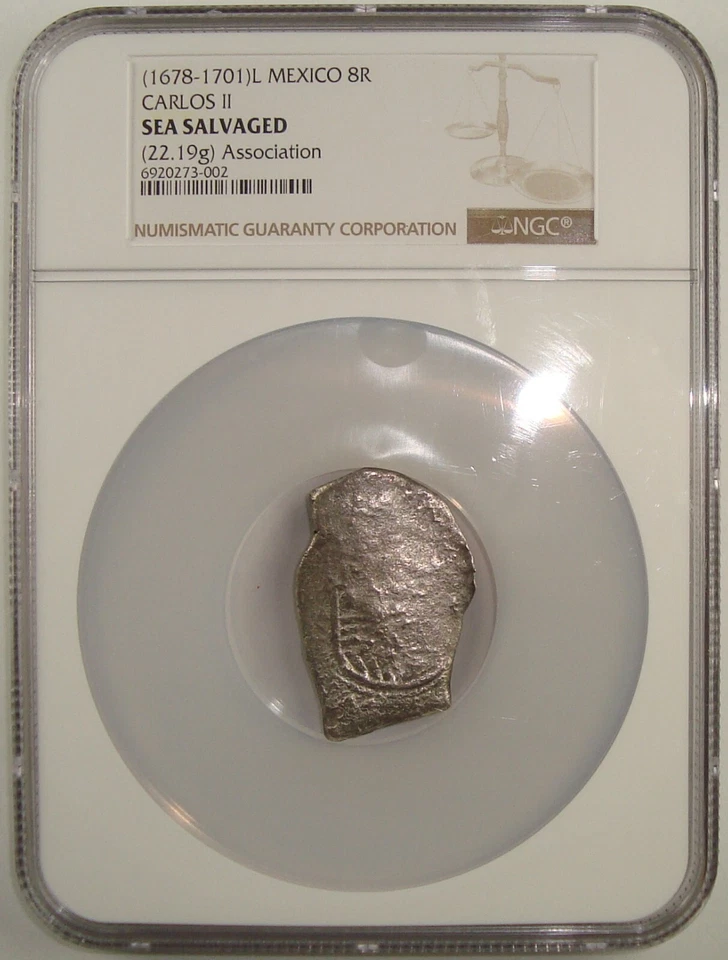 1678-1701 Mo-L Association Shipwreck Recovered Mexico Silver Cob 8 Reales NGC - Image 3 of 4