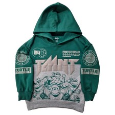 Boys Green  Gray Pullover TMNT Ninja Turtle Hoodie Hooded Sweatshirt