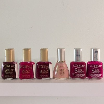 L Oreal Paris Nail Polish 6 Pack: Jet Set Shine & Shock Proof Enamel NEW & FULL