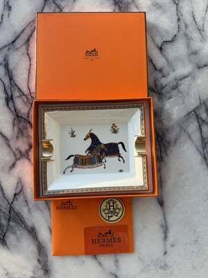 Hermes Equestrian Horse Porcelain Ashtray Change Tray w/ Box