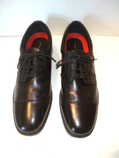 Mens Rockport Walkability Black Trutech Hydroshield Cap Toe Lace Up Shoes -10.5