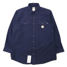 carhartt FR button-down Shirts Work shirt L Navy Aramid Flame retardant material