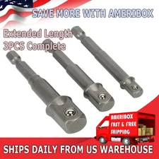 3pc Power Extension Bar Hex Shank Socket Adapter Drill Bit Set 1/4" 3/8" 1/2"