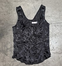 Vintage Y2k Victoria  s Secret Black Floral Lace Up Corset Top Medium Gothic