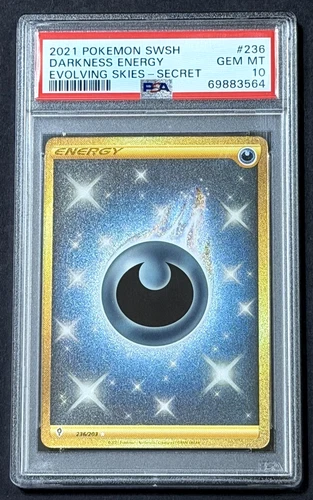 2021 POKEMON SWSH DARKNESS ENERGY 236/203 EVOLVING SKIES SECERT GEM MINT PSA 10
