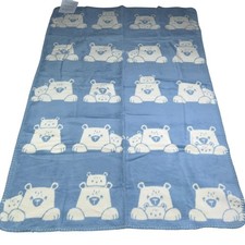 Reny Natur Bio Babydecke Blau 100% Baumwolle Bio Bär 75x100 cm Germany Neu