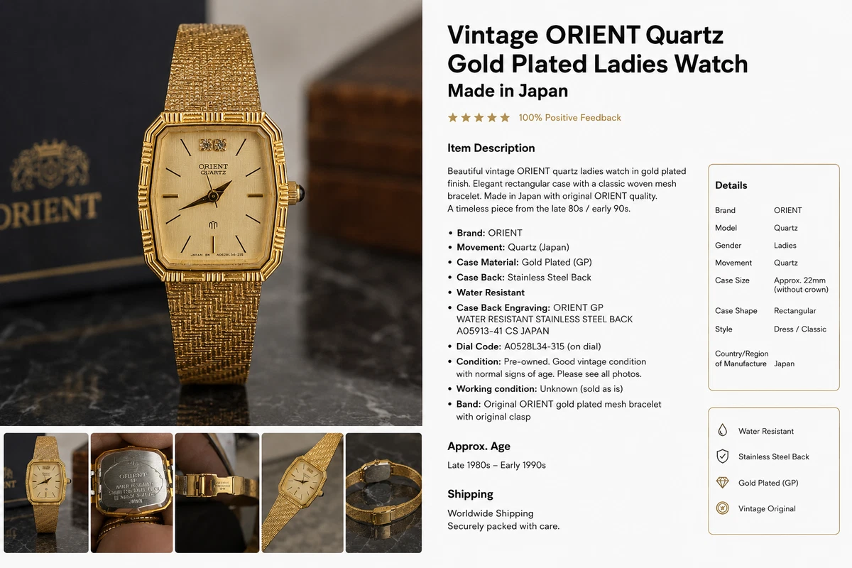 Orient Gold Classic Wristwatches for sale | eBay