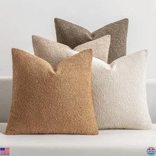 4 Pack 18x18 Decorative Textured Boucle Pillow Covers Neutral Brown Home Decor