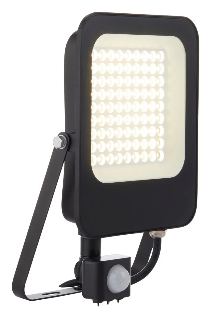 Outdoor Light Black Guard 50w LED Floodlight IP65 4500lm 4000K Cool White PIR