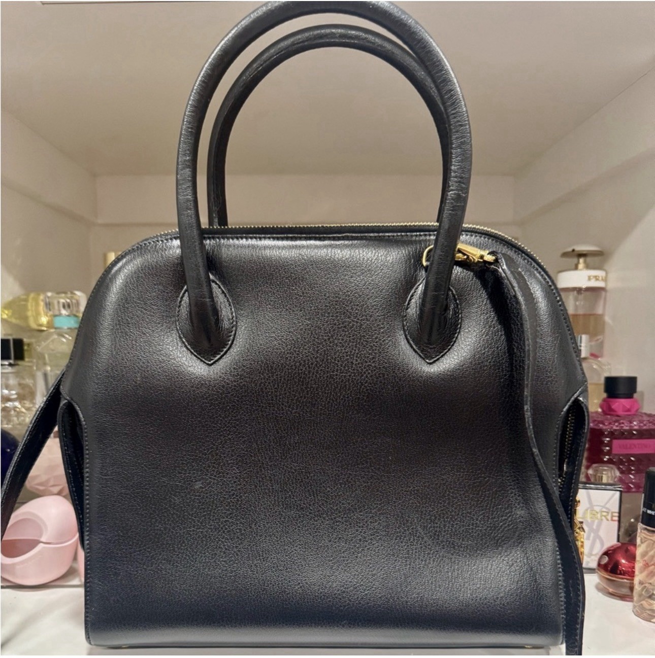 Salvatore Ferragamo Gancini Black Leather Handbag Shoulder Bag