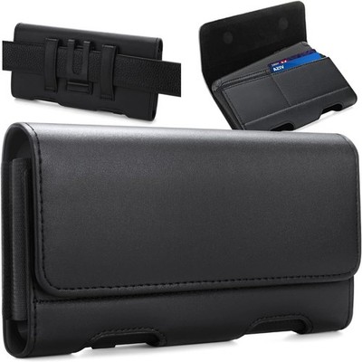 Holster for Galaxy Z Fold 7 6 5 4 3 2 Leather Pouch Belt Case with Clip - Black