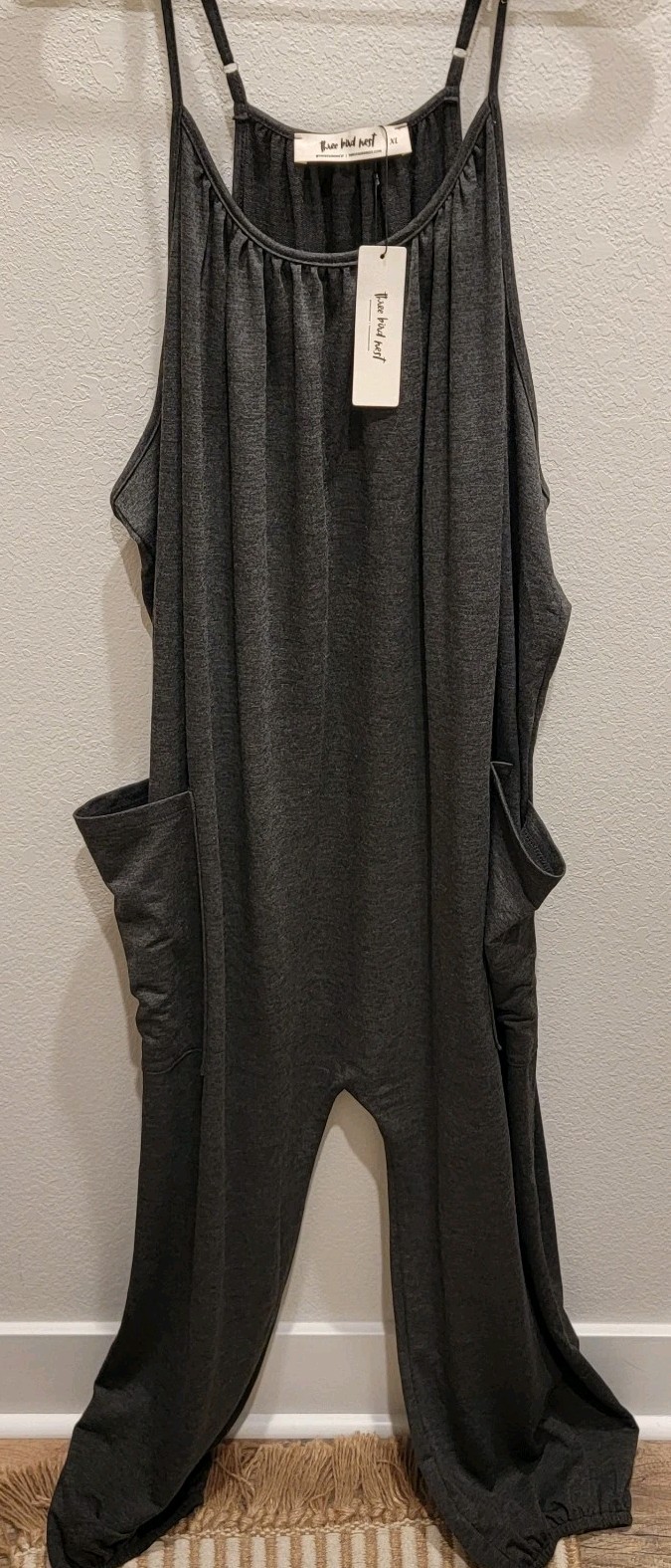 Jumpsuit Three Bird Nest Harem  Women’s Gray Boho Oversized Romper Size XL NWT-image