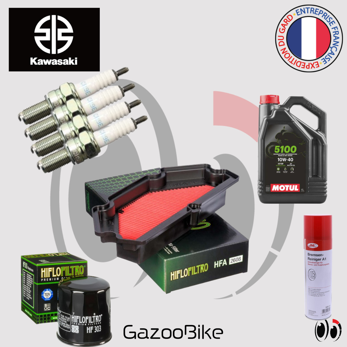 Kit Entretien Premium pour Moto KAWASAKI ZX-6R Ninja de 1995 à 1997 Huile MOTUL