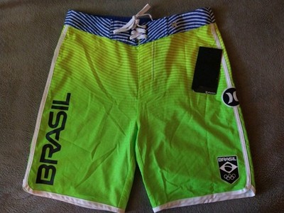 Hurley Shorts Men's 28 Green Team Brazil Phantom Soccer Olympics World Cup 