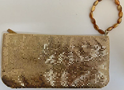 Bolso sin asas Guess dorado lentejuelas noche estrellada cremallera bolsa muñeca metal lentejuelas de colección - Imagen 1 de 4