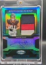 2025 Certified Freshman Fabric Mirror Signatures Jayden Higgins Teal /199 Texans