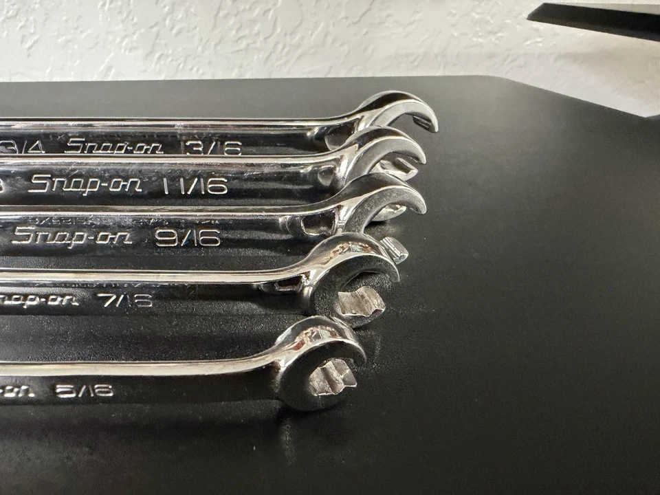 Snap-on 5pc SAE Double Flare Nut 6 Point Line Wrench Set RXFS605B - Image 2 of 4
