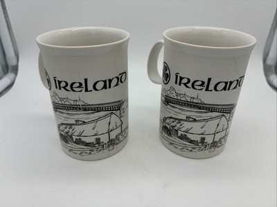 Dunoon Pottery, Ireland Theme Coffee Mugs Made In Scotland, 8 Ounce