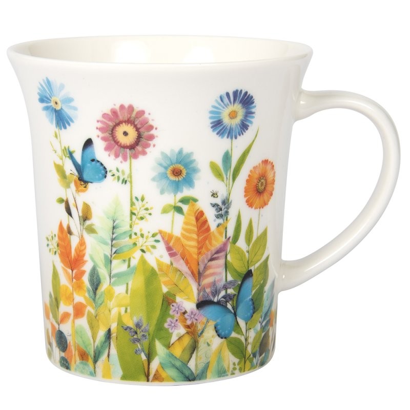 Ceramic Mug Portfolio Butterfly Coffee Cup Floral Flowers Design 320ml Drinkware