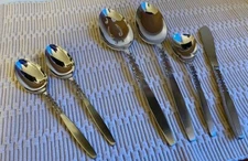 Lyon ALHAMBRA Stainless Flatware Serving Set & Teaspoons 6 Pc Lot Excellent Cond