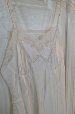 Vintage Barbizon Extoll Nylon Satin Sylfaire Lace Off White Slip Gown XS