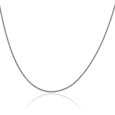 14K massiv Weißgold 1mm zierliche Spiga Weizen Kette Halskette Diamantschliff