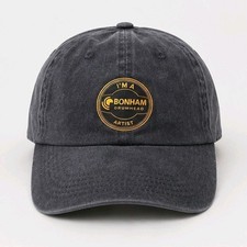 BONHAM DRUMHEADS ARTIST 100 % Cotton Denim BLACK BASEBALL CURVED Peak Cap