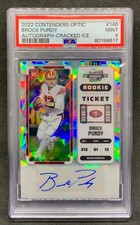 2022 Contenders Optic BROCK PURDY Cracked Ice Prizm Rookie Auto 13/22 Mint PSA 9