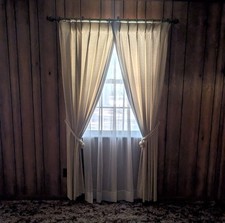 6 Panels Vintage Beige Pinch Pleated Draperie...