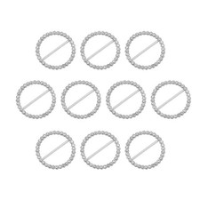 Rhinestone Ribbon Buckle Sliders, 10Pcs Metal Crystal Belt Buckle, Silver
