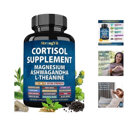 Extra Strength Cortisol Reducer for Sleep & Stress Relief - 120  Capsules