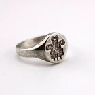 K14.8 Vintage 925 Silver Retro style Prince of Wales Feathers Signet Ring Size W