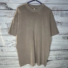 Los Angeles Apparel Brown Beige 6.5 Oz Heavy Blank Tee T-Shirt Relaxed Fit Large