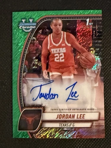 Jordan Lee 2024-25 Bowman Chrome University Green Shimmer Auto
