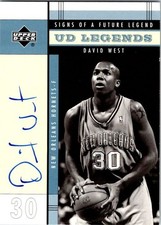 2003 UD Legends Signs of a Future Legend David West #FL-DA Rookie Auto RC Card. rookie card picture
