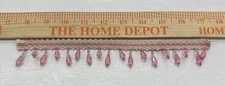 CLEARANCE : 1 Inch Beaded Trim Fringe with Gimp Top - Sold By The Yard - Pink