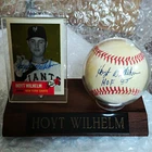 Hoyt Wilhelm Signed Baseball Display w/ Plaque & Card – New York Giants